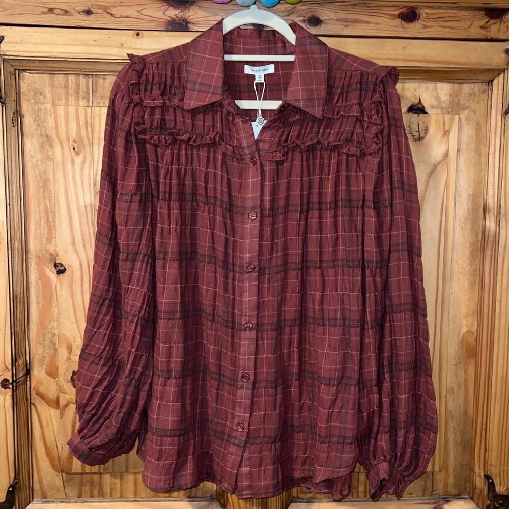 Max Studio lightweight flannel. SZ. M. NWT. - Picture 5 of 6